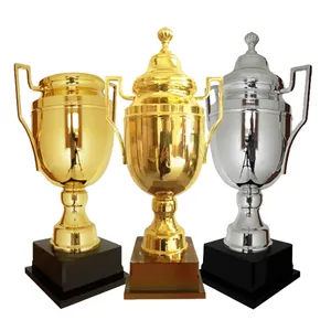 Custom Logo Zinc Alloy Golden Silver Racing Sporting Cycling Chess Big Metal Trophy Cup With Ear Handle For Best Player