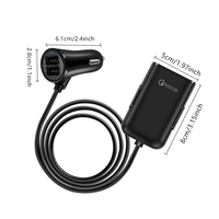 Câble USB rétractable 4 en 1 à chargement rapide Ports de chargement Mini chargeur de voiture universel 4 ports