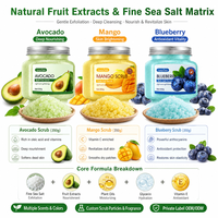 Gommage corporel au sel marin naturel 350g, exfoliant profond, hydratant, extrait de fruits avocat, mangue, myrtille, GMPC ISO