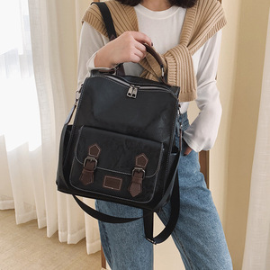 Sac à dos de voyage grande capacité en PU, style preppy rétro, nouvelle mode féminine, polyvalent, pour étudiantes - Product Image 1