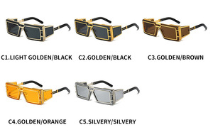 Lunettes de soleil steampunk, monture noire, monture intégrale, verres PC, lunettes de soleil tendance - Product Image 2
