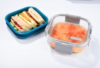 Boîte à lunch en verre double couche avec couvercle en matériau MS Récipient de stockage des aliments en verre