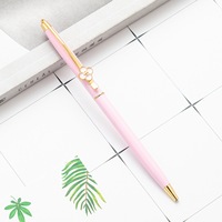 Vente en gros de stylo à bille en métal multicolore fleur de luxe personnalisé avec logo pour les écoliers enfants femmes