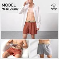 Caleçons boxeurs mi-taille pour hommes, tendance, fins et respirants, pour l'été, sous-vêtements de sport avec logo sur la ceinture, en tissu tricoté