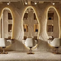 Miroir de Salon de Qualité Supérieure Forme Spéciale, Miroir de Coiffure Intégral avec Lumière LED pour Salon