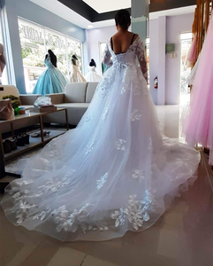 YQY0727 Abito da Sposa Personalizzato a Maniche Lunghe, Lussuoso Vestito Nuziale Dorato - Product Image 5