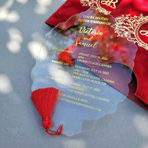 Cartes <span class=keywords><strong>de</strong></span> <span class=keywords><strong>mariage</strong></span> élégantes en acrylique <span class=keywords><strong>transparent</strong></span> avec enveloppe en velours, ensemble personnalisé avec logo en estampe dorée, invitations <span class=keywords><strong>de</strong></span> <span class=keywords><strong>mariage</strong></span> - Product Image 3