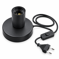 Base de lampe de bureau en métal noir, support d'ampoule E26 E27 avec cordon de 1,8 m, interrupteur marche/arrêt intégré 303, prise EU US pour chambre à coucher, café, bar, studio