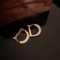Pendientes de Mujer con Letra D Brillante Clásica y Moderna en Color Dorado, Nuevas Joyas Exquisitas, Accesorios de Lujo para Fiestas