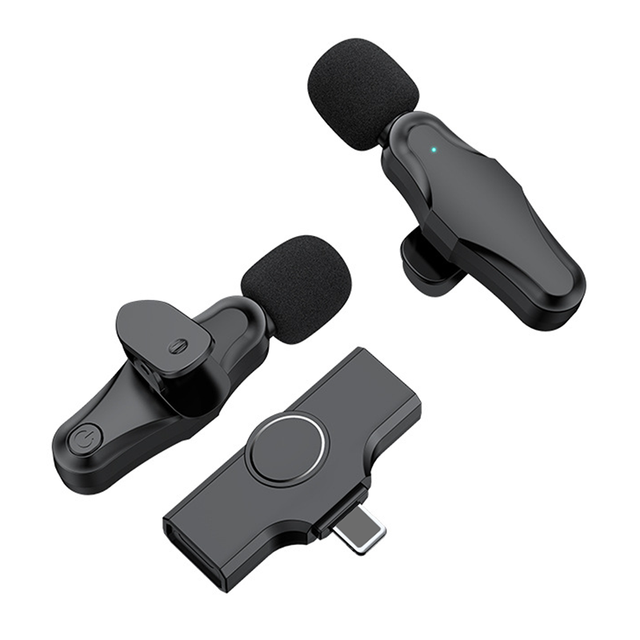 Youtube Live Stream Wireless Lavalier Microphone Type-C IOS Auto-syncs Mini Microphone for Video Recording Vlog