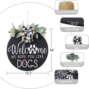 Guirnaldas de bienvenida personalizadas, señal para perros, granja, porche de madera, puerta delantera - Product Image 4