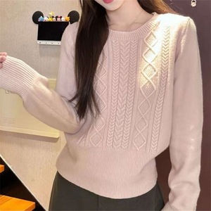 Un nuovo maglione coreano a collo tondo e maniche lunghe intrecciate per donna, autunnale e invernale, dallo stile rilassato e alla moda. - Product Image 6