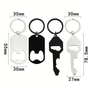 Décapsuleur porte-clés en acier inoxydable, style Europe et États-Unis, avec étiquette en alliage, vente en gros, pour cadeaux de fêtes - Product Image 1