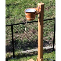 Kit de douche extérieure portable en bois de cèdre avec design moderne, cadre rectangulaire droit, garantie 1 an pour usage hôtelier
