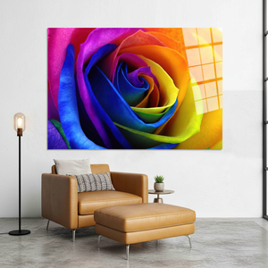 Impression sur toile florale élégante : Art de la rose arc-en-ciel pour la décoration moderne, ART SUR VERRE TÉRMÉTRAL - Product Image 3