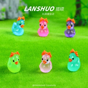 ของตกแต่งรูปเป็ดเรซิ่น Lanshuo เรืองแสงในที่มืด การ์ตูน DIY เครื่องประดับตกแต่งบ้าน - Product Image 4