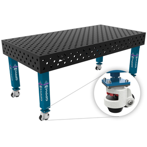 Banco de soldadura con ruedas SteelExpert GPPH 2x1mt, 25mm de espesor, agujeros de 28mm, rejilla diagonal - Product Image 1