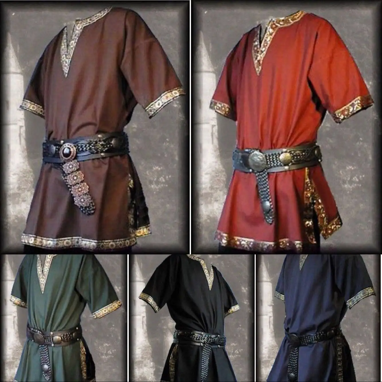 वयस्क पुरुषों मध्यकालीन पुनर्जागरण Grooms समुद्री डाकू Reenactment टोने Larp कॉस्टयूम वी गर्दन शर्ट मध्यम आयु Cosplay शीर्ष पुरुषों के लिए