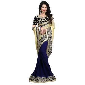 Auto conçu fête porter concepteur soie brodé Saree avec chemisier pièce douce soie dentelle bordure Sari vêtements de mariage femmes - Product Image 6