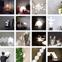 Lámpara LED hexagonal magnética, lámpara de pared táctil Modular, decoración de Color, nocturna