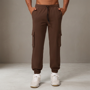 Pantalon de jogging cargo pour homme de haute qualité, sportif, taille mi-haute élastique, multi-poches, séchage rapide, respirant, pour activités de plein air, randonnée et fitness - Product Image 3