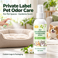 Spray Désodorisant Éliminateur d'Odeurs pour Animaux de Compagnie OEM, Rafraîchisseur d'Ambiance, Élimination des Odeurs d'Urine, Gardénia 200ml pour Chiens et Chats