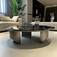 Luxuriöser Marmor-Couchtisch Wohnzimmer Runder Beistelltisch für Zuhause Moderner Hochwertiger Neuer Designer Italienischer Schwarzer Couchtisch