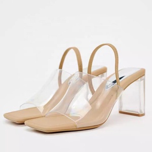 Women Slingbacks Sandals PVC Upper on <b>Shoes</b> High Crystal Chunky Heels <b>Comfortable</b> Dress Mules - Product Image 4