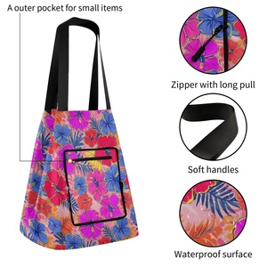 Colorful Hibiscus Flower Design Eco-friendly Reusable Grocery <b>Bags</b> <b>Foldable</b> Shoulder <b>Bag</b> <b>Foldable</b> Custom Shopping <b>Bag</b> with Logo - Product Image 2