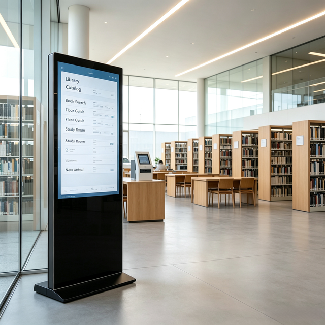43/50/55/65 Capacitive Touch Floor Digital Kiosk Foggy Anti-glare Glass Multi Angle View Commercial Signage