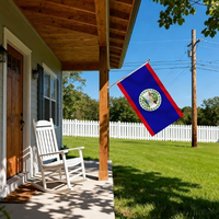 Bandera de Belice 3x5 pies, poliéster de lujo resistente y duradero, para interior/exterior con rayas cosidas y ojales de latón