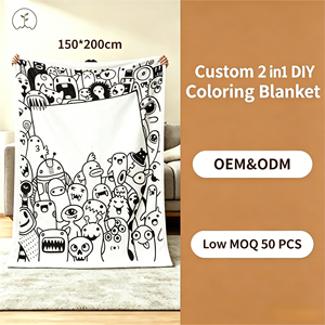 Manta para Colorear DIY con Diseño de Monstruo <span class=keywords><strong>Alienígena</strong></span> - Poliéster de 2 Capas, Suave y Esponjosa, con Diseño de Calavera, Ojo, Tentáculo y Diente, OEM ODM 1000PCS - Product Image 1