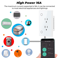 American Standard 2 prises Tuya WiFi Google Home Alexa Télécommande Prise intelligente Prise électrique murale Interrupteur de prise de courant