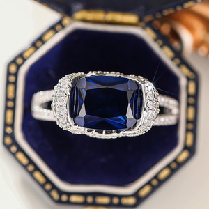 Anello da donna effetto zaffiro blu, design a fiocco, gioiello elegante e lussuoso per la sera, accessorio di moda. - Product Image 6