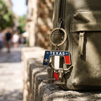 Nouveau porte-clés chapeau de cowboy Western Longhorn, souvenir de l'État du Texas, États-Unis, en métal émaillé 3D, personnalisé avec lettres alphabétiques du Texas