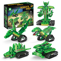 Juego de Bloques de Construcción de Dinosaurios Robóticos 5 en 1 con Control Remoto por Aplicación, Programación, Plástico, Educativo, STEM, Modelo de Juguete