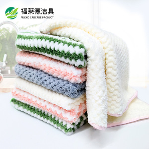 Paño de limpieza verde a rayas, rectangular, absorbente, paño de cocina para fregar muebles. - Product Image 5