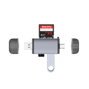 เครื่องอ่านการ์ดหลายประเภท C พร้อมพอร์ต USB สำหรับการ์ดหน่วยความจำ SD TF โทรศัพท์มือถือใช้อลูมิเนียมภายนอก - Product Image 1