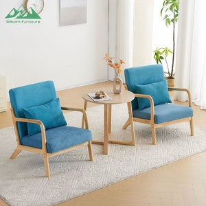 <span class=keywords><strong>Fauteuil</strong></span> à bras en bois massif de chêne Wayon, tissu en lin vert <span class=keywords><strong>sauge</strong></span>, canapé simple pour la maison ou le bureau - Product Image 1