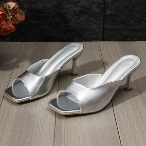 Temperament Square Toe Thin Heel European American Large Size for Women New Arrival Sexy Fashion High Heels Summer - Product Image 6