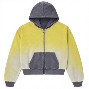 Sweat-shirt à capuche unisexe avec fermeture éclair, coupe ample, en coton French Terry, dégradé de couleurs, pour l'automne - Product Image 1
