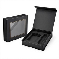 Boîte cadeau rigide Tengcai noir mat à fermeture magnétique avec fenêtre dorée et insert en mousse personnalisé pour cosmétiques, bijoux et montres (vente en gros)