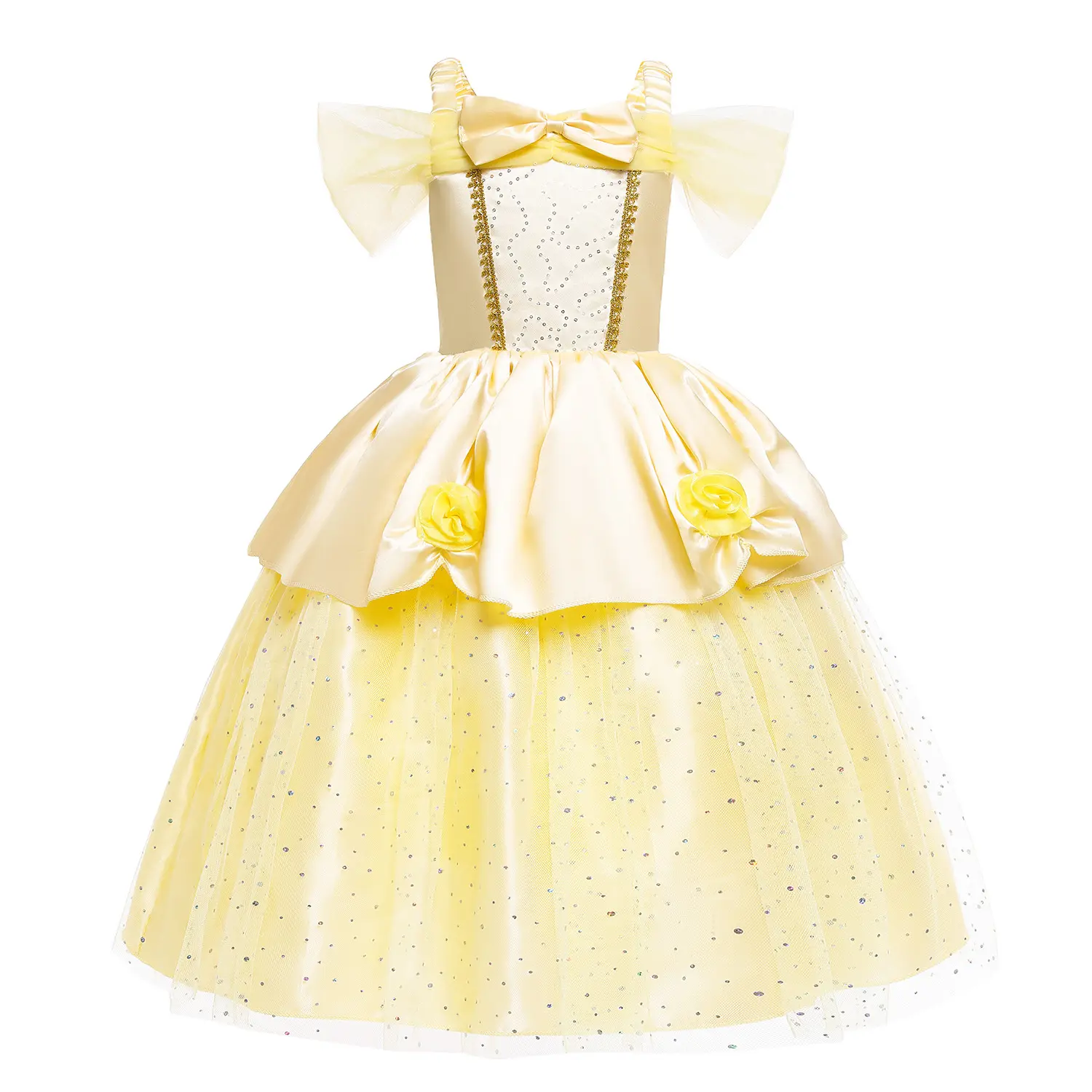 Costume de princesse Belle pour filles, déguisement Cosplay, Costume de fête d'halloween, pour enfants,