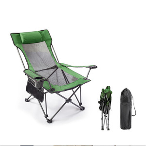 Silla de playa plegable para exteriores, silla portátil reclinable para acampar y pescar con portavasos y bolsillo de almacenamiento, ligera y plegable - Product Image 1