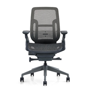 Chaises ergonomiques pivotantes noires à dossier haut en maille intégrale, nouveau style, avec soutien lombaire réglable, chaise de bureau - Product Image 5