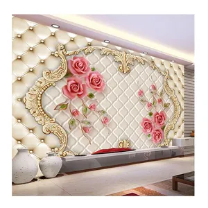 KOMNNIカスタム3D写真壁紙壁用家の装飾3D赤いバラの花リビングルーム粘着壁壁画壁紙