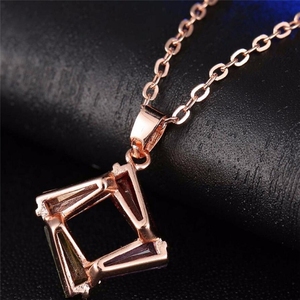 Bộ trang sức màu vàng hồng sang trọng, thời trang, đính đá zircon nhiều màu, gồm vòng cổ và bông tai, thích hợp cho đám cưới & đính hôn - Product Image 6