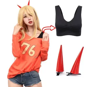 Power 76,1 camiseta Halter Cosplay disfraz mujer uso diario Casual Camiseta naranja