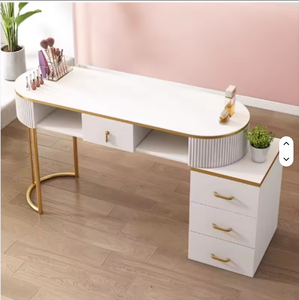 Table de manucure au design moderne, résistante à l'acétone, avec structure métallique, pour salon de beauté et rangement d'accessoires - Product Image 5