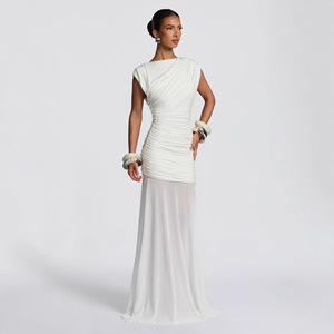 Abito Elegante in <span class=keywords><strong>Raso</strong></span> Stile Francese 2026 per Donne, Nuovo Design Estivo, Puro Desiderio, Snellente in Vita, Aderente, <span class=keywords><strong>Lungo</strong></span> con Vita Impero - Product Image 6